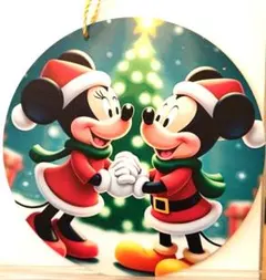 ディズニーミッキー&ミニー アクリル製 ラウンド壁掛け、20cmサンキャッチャー