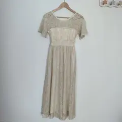 レース ワンピース ウエストリボン付き