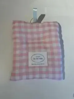 ピンク チェック柄 お食事エプロン