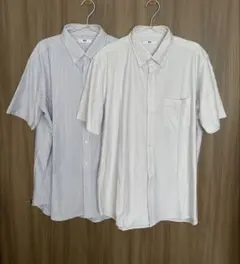 【UNIQLO】ドライイージーケアコンフォートストライプシャツ半袖/2枚セット