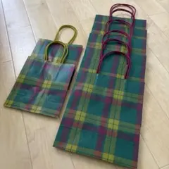 タータンチェック柄ショップ袋7枚セット　三越伊勢丹 小2枚、中5枚　合計7枚
