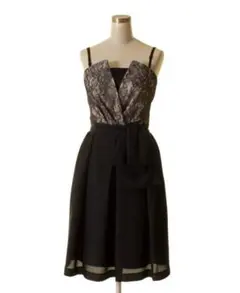 オケージョン パーティ ワンピースブラックレーススリーブレスドレス 新品・未使用