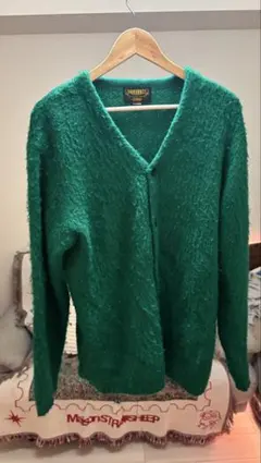 【グランジ】UNIVERD72 モヘア風カーディガン オーバーサイズ グリーン