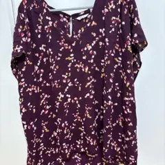 ̖́-Reitmans 花柄パープルVネック半袖 ファッション お洒落【3L】