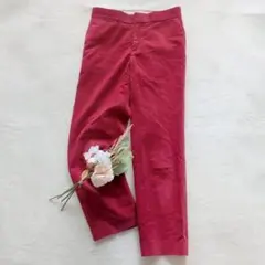 ドゥロワー コットンシルク100% ベルベットツイルベーシックパンツ　赤　Sのサムネイル