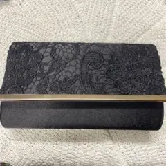 レース装飾 黒 クラッチバッグ