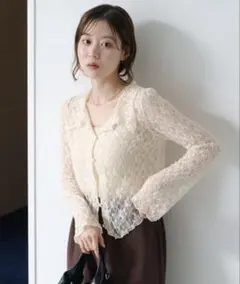 Kastane 衿付きレースプルオーバー　Sサイズ アイボリー