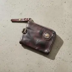 小銭入れ 財布 ヌメ革 リベット バイカー 本革 茶 アメカジ 古着 kp8-6