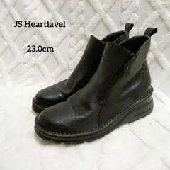 JSHeartlavel レザーブーツ ダブルジップ 黒 23cm 天然皮革