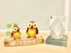 フクロウ ガラス ガラス細工 ふくろう 梟 セット まとめ売り クリスタル3D