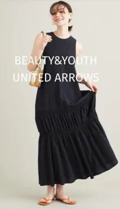 BEAUTY&YOUTH チェックノースリーブマキシワンピース