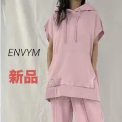新品　ENVYM アンバー　ノースリスウェットパーカー　ピンク　フリーサイズのサムネイル