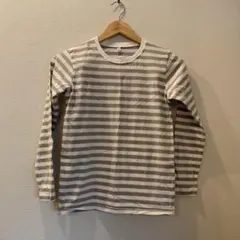 無印良品グレー白のストライプ 長袖カットソー 150