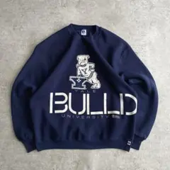 80sラッセルYALEイェール4段BULLDOGS巻きプリントスウェットUSA製