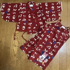 ミニー刺繍 赤 甚平 (80) 美品