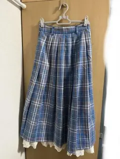 axes femme 青系チェック柄プリーツスカート