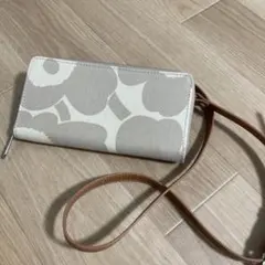 marimekko マリメッコ　花柄 ショルダーバッグベージュ　長財布　キャメル