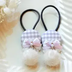 576✾︎ ハンドメイド　ヘアゴム2個セット　22㎜くるみボタン
