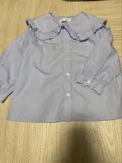ZARAキッズ　2-3years水色フリル襟長袖シャツ