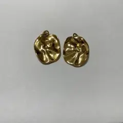 ゴールド波状デザインフープイヤリング（飾りのみ）