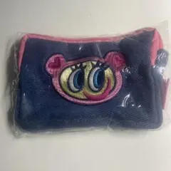 エンジェルブルー デニム風刺繍ポーチ デニムポーチ ピンク