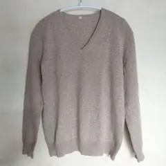 【無印】100%カシミアセーター ベージュ Vネック 長袖レディースＭ