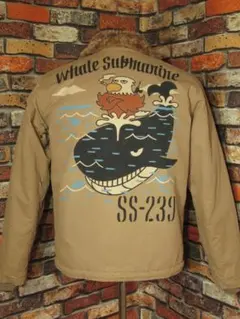 ダブルティー N-1デッキジャケット Lサイズ40 クジラ 鷲 裏ボア 松岡佳博