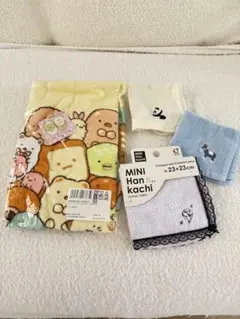ミニハンカチ フェイスタオル 4枚セット 綿100% すみっコぐらし