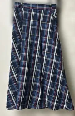 ネイビー系チェック フレアスカート