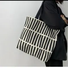 トートバッグ ショルダー 北欧風 キャンバス 大容量 サブバッグ モノトーン