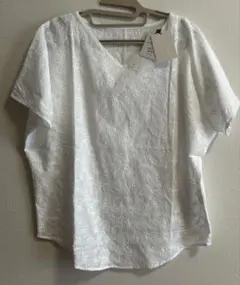 antiqua patterntorso ペイズリー刺繍トップス 綿100% 白のサムネイル