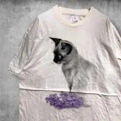 CDON アニマル Tシャツ バージニアミラー 猫 キャット 動物 白 古着