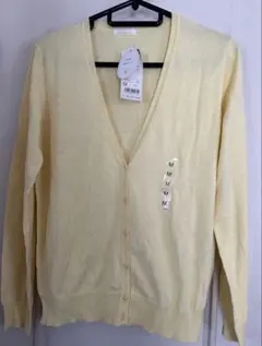 UNIQLO UVカット Vネックカーディガン Mサイズ イエロー　訳あり品