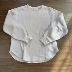 UNIQLO ワッフル長袖Tシャツ ピンクベージュ　Mサイズ