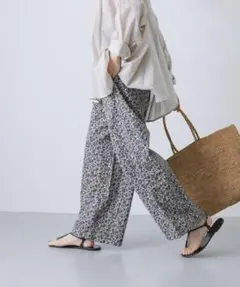 新品◆かぐれ◆コットン小花柄イージーパンツ《BEIGE》◆アーバンリサーチ