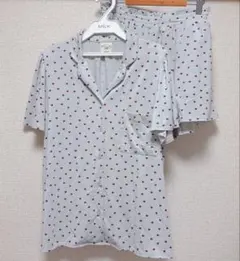 ジェラートピケ ハート柄シャツ ショートパンツ セットアップ ブルー