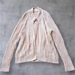 美品 ギャップGAPリブニットオープンフロントカーディガン ベージュ長袖リブ編み
