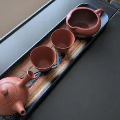 朱泥 急須 湯呑 茶器セット お盆付きのサムネイル