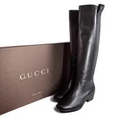 グッチ 36 23 レザー ロングブーツ GG ダブルG インターロッキング