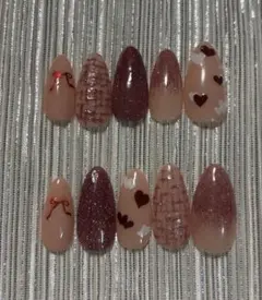 ハートとリボンのネイルチップ 10個セット