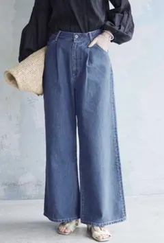 SLOBE IENA LE DENIMワイドフレアタックファイブポケットパンツのサムネイル