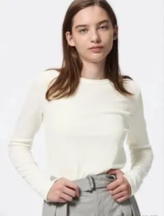 タグ付新品今季完売品【GU】ソフトリブクルーネックT