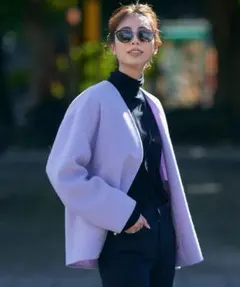 23区 ウールリバーショートコート MANTECO社 38 ラベンダー