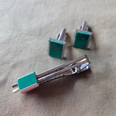 最終値下げ タイピン カフスボタン セット グリーン
