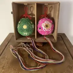 古い　大型　薬玉　くす玉　正絹　つまみ細工　雛祭り　ひな人形