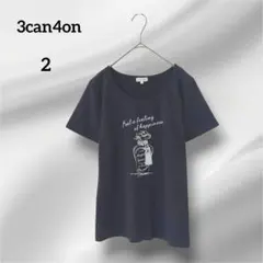 3can4on 半袖 Tシャツ ロゴプリント コットン　ブラック　2のサムネイル