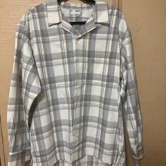 GU オープンカラーシャツ(長袖) XLチェック柄 長袖シャツ