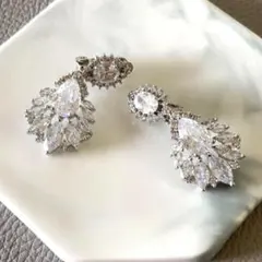 ウェディング イヤリング ジルコン 結婚式 パーティー 豪華 高見え