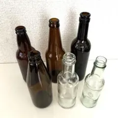 ガラス空き瓶6本 (ブラウン4本/クリア2本)