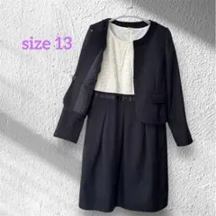 ノーカラージャケット&ワンピースセット 13号 黒 セレモニー 入園 入学式